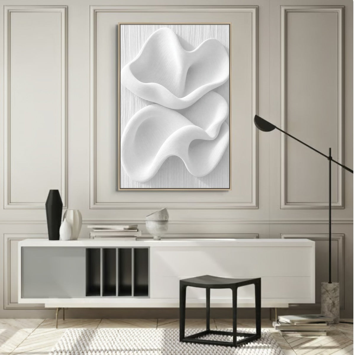 Sculpted White Wave Relief