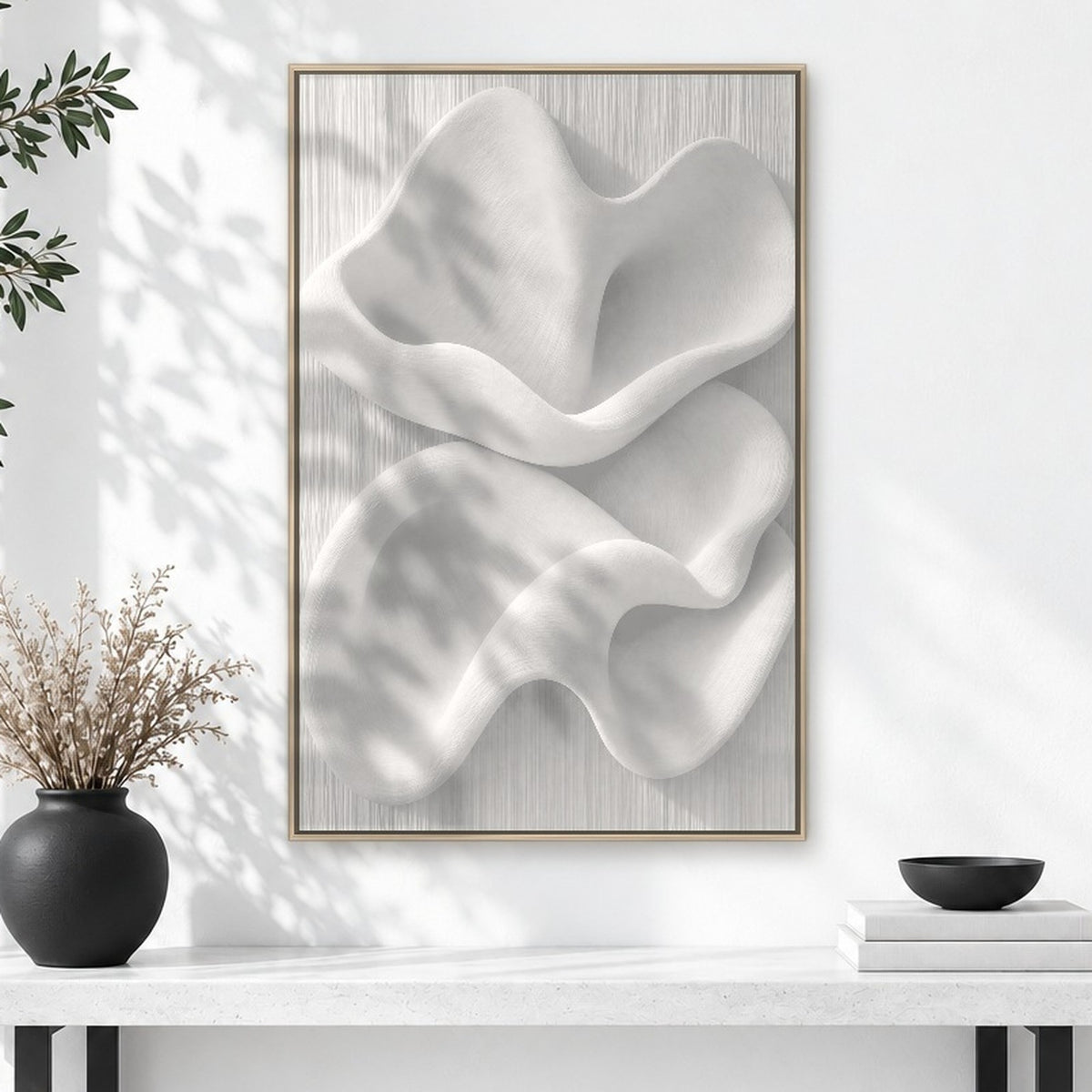 Sculpted White Wave Relief