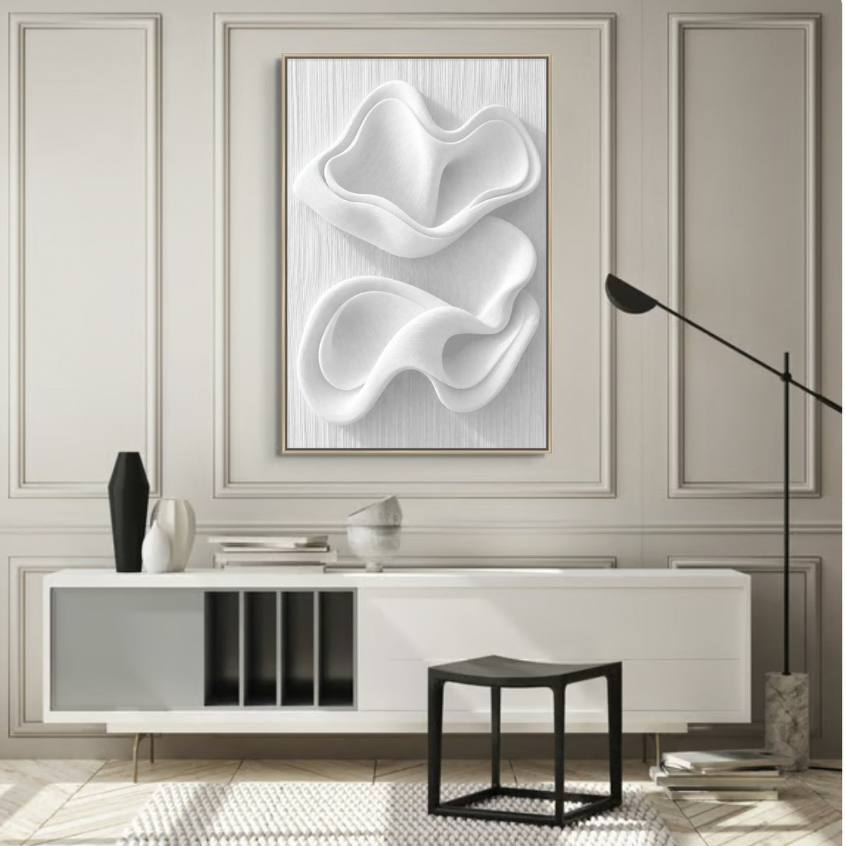 Sculpted White Wave Relief II