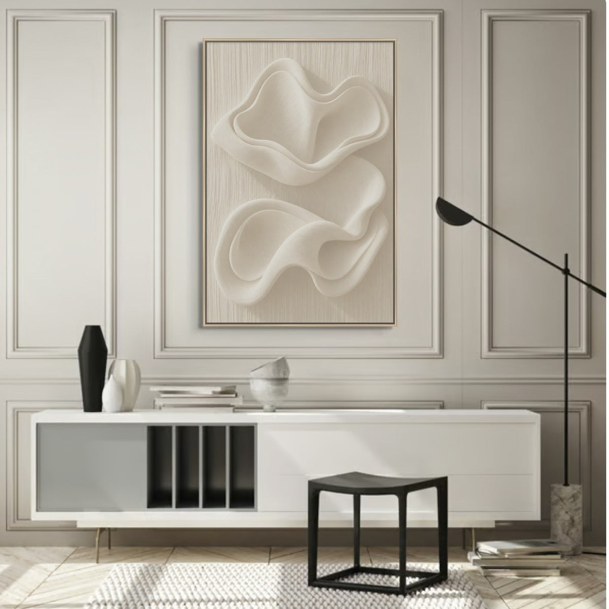 Sculpted Ivory Wave Relief