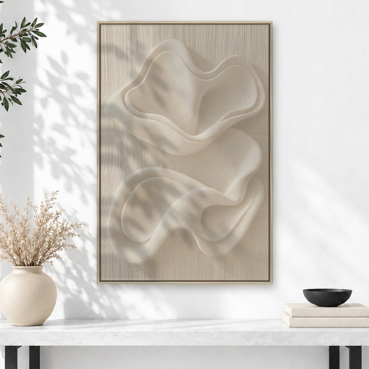 Sculpted Ivory Wave Relief