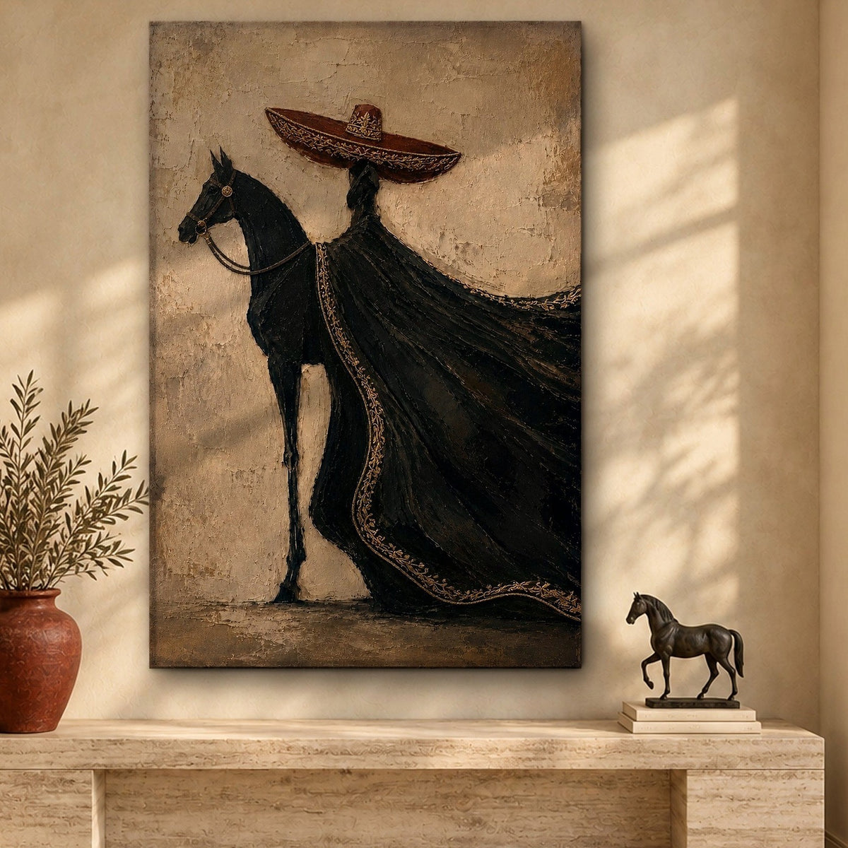 The Proud Charro's Black Horse