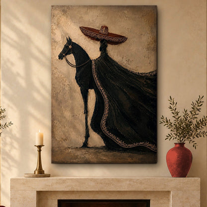 The Proud Charro's Black Horse
