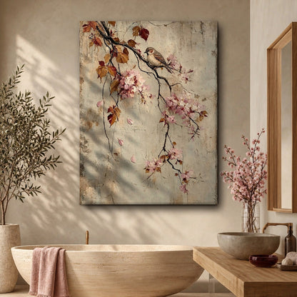 Songbird Resting on Spring Blossoms