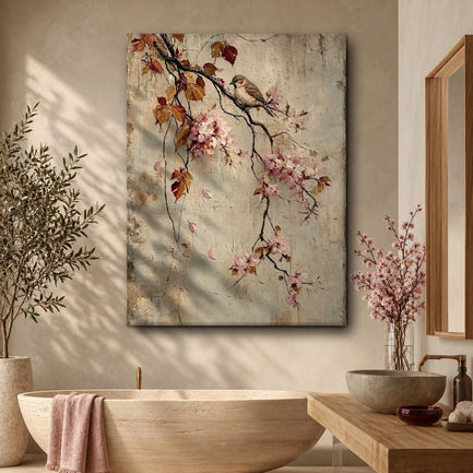 Songbird Resting on Spring Blossoms
