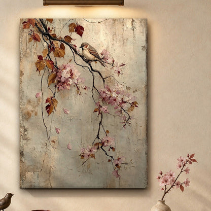 Songbird Resting on Spring Blossoms