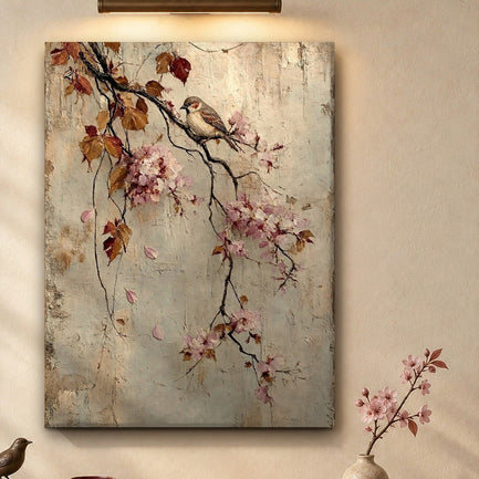 Songbird Resting on Spring Blossoms