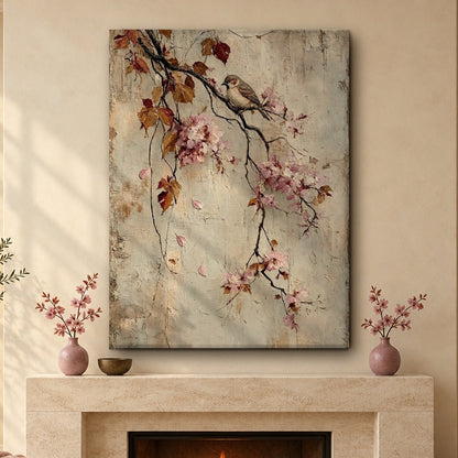 Songbird Resting on Spring Blossoms