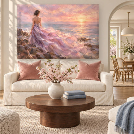 Lilac Gown at the Sea