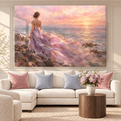 Lilac Gown at the Sea