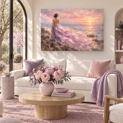 Lilac Gown at the Sea