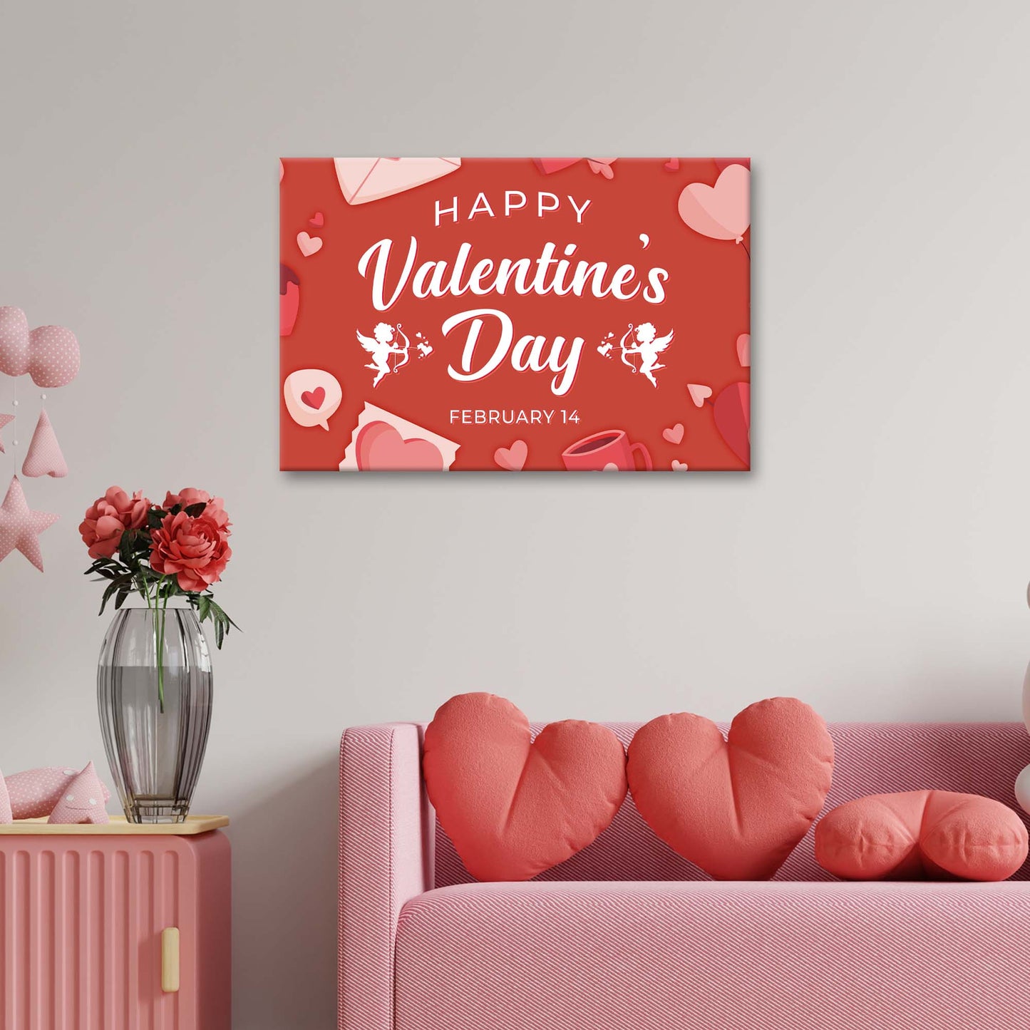 Valentine Hearts And Cupids Sign
