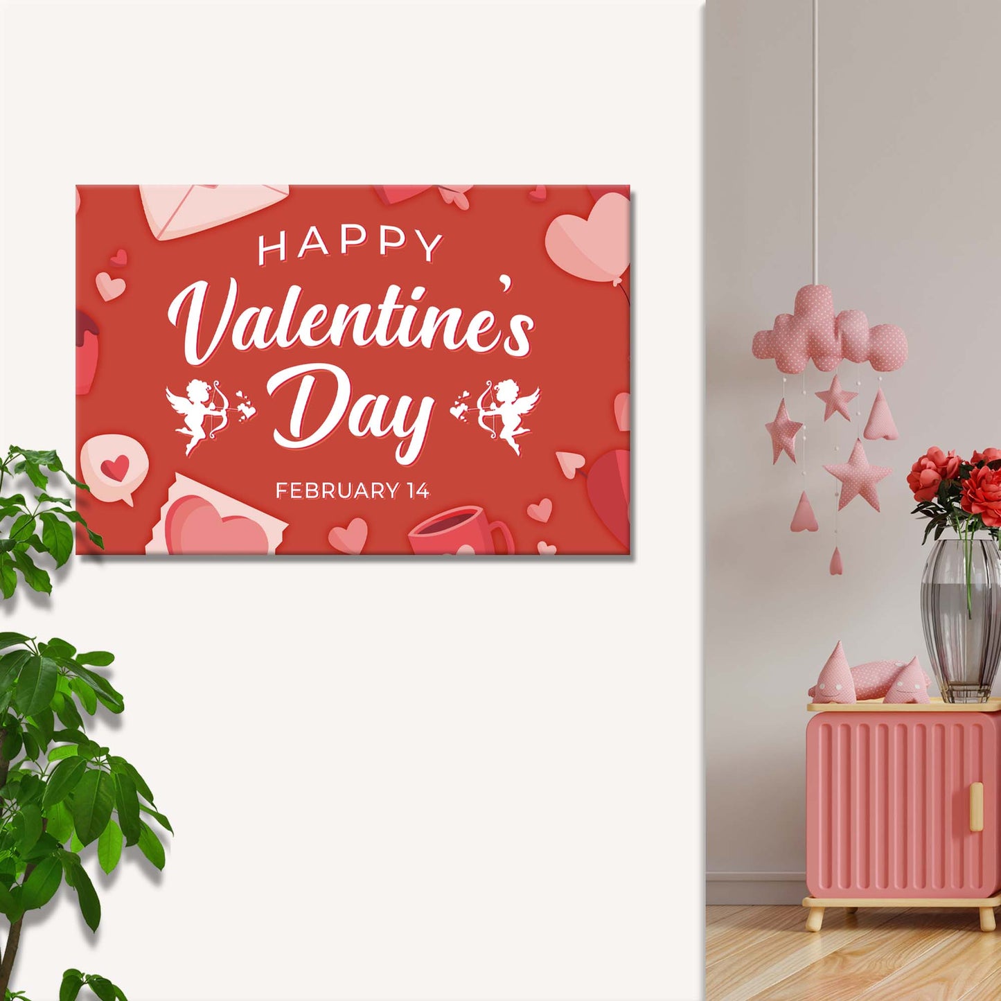 Valentine Hearts And Cupids Sign