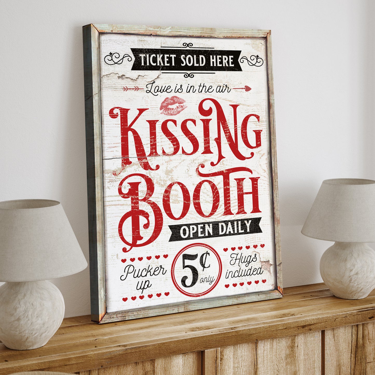 Valentines Day Kissing Booth Sign III  - Image by Tailored Canvases