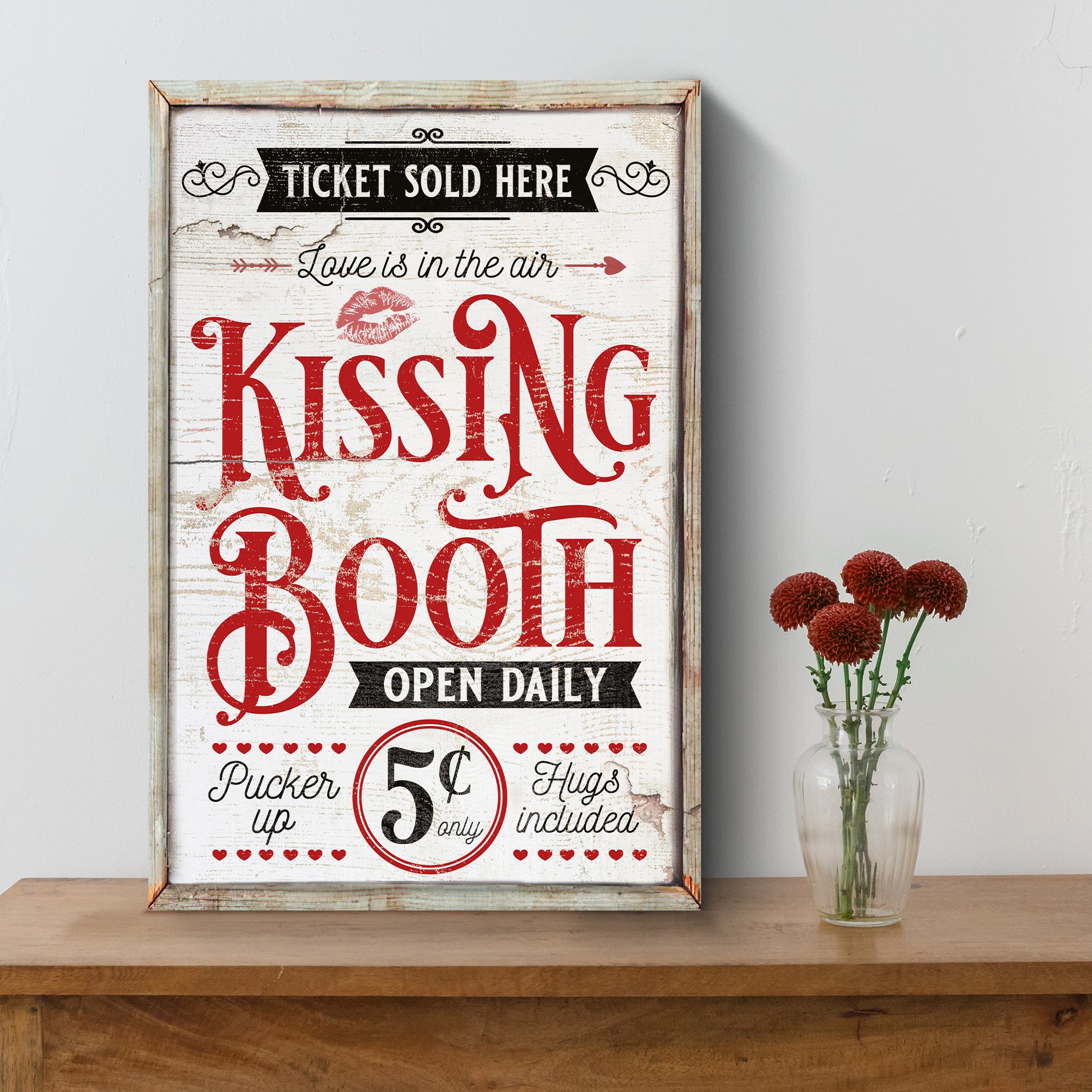 Valentines Day Kissing Booth Sign III Style 1 - Image by Tailored Canvases