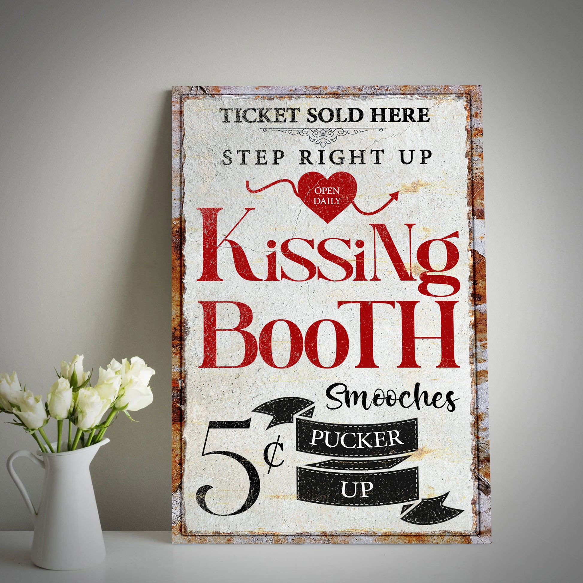 Valentines Day Kissing Booth Sign II Style 1 - Image by Tailored Canvases