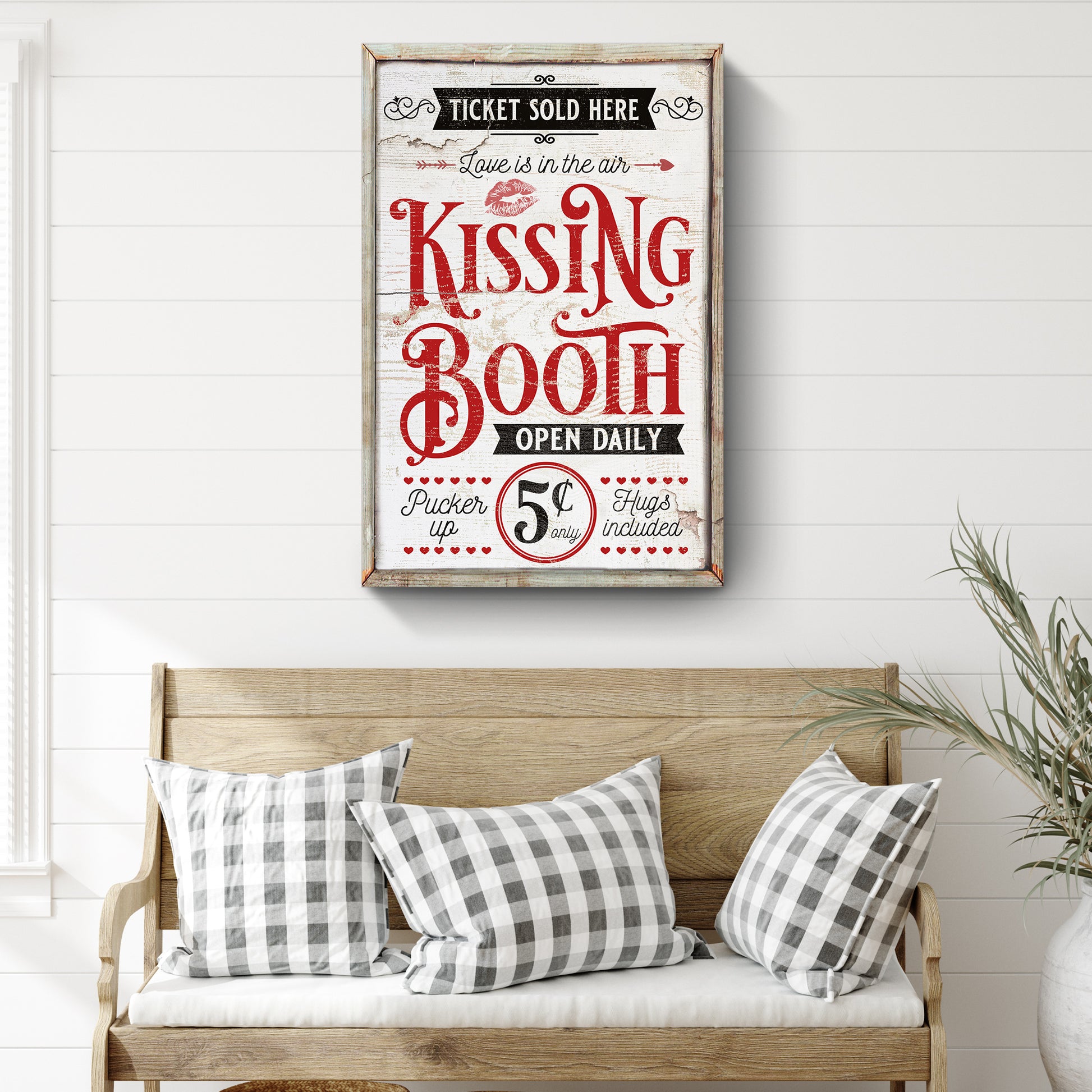 Valentines Day Kissing Booth Sign III Style 2 - Image by Tailored Canvases
