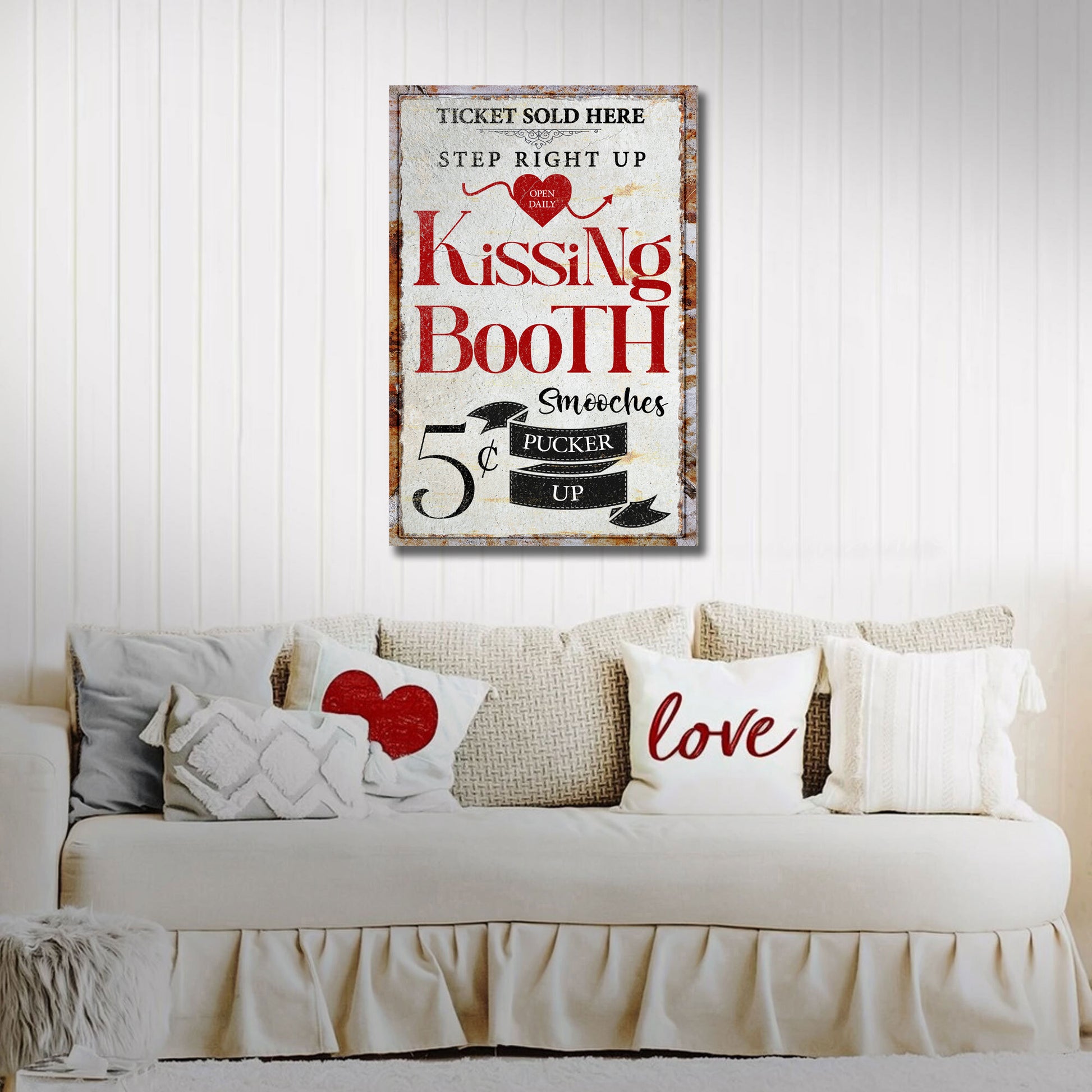 Valentines Day Kissing Booth Sign II Style 2 - Image by Tailored Canvases