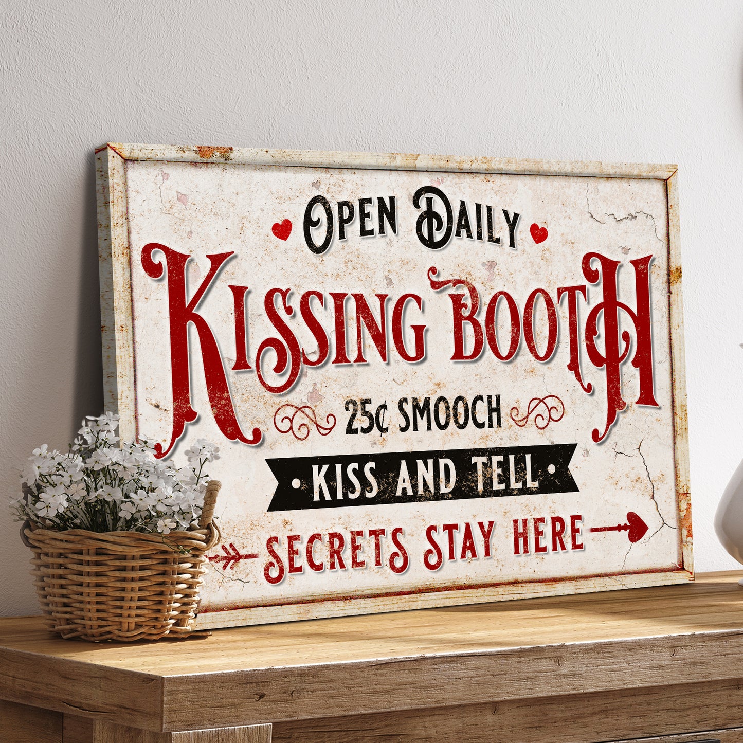 Vintage Rustic Kissing Booth Sign III  - Image by Tailored Canvases