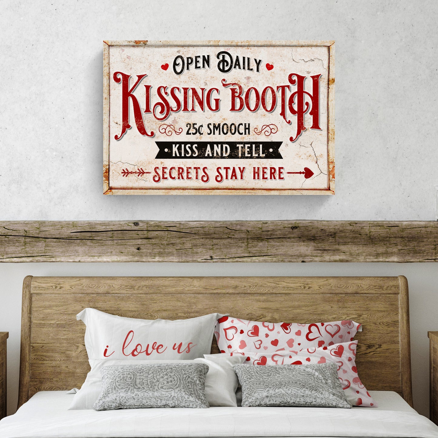 Vintage Rustic Kissing Booth Sign III Style 1 - Image by Tailored Canvases