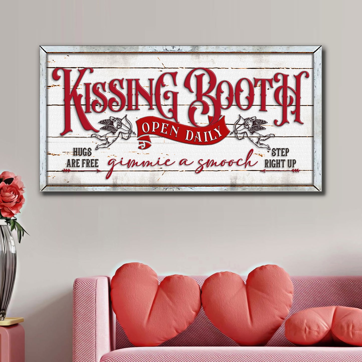 Vintage Rustic Kissing Booth Sign Style 1 - Image by Tailored Canvases