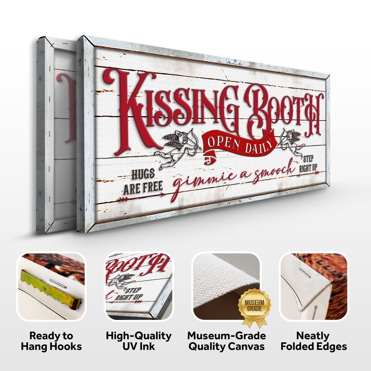 Vintage Rustic Kissing Booth Sign Specs - Image by Tailored Canvases