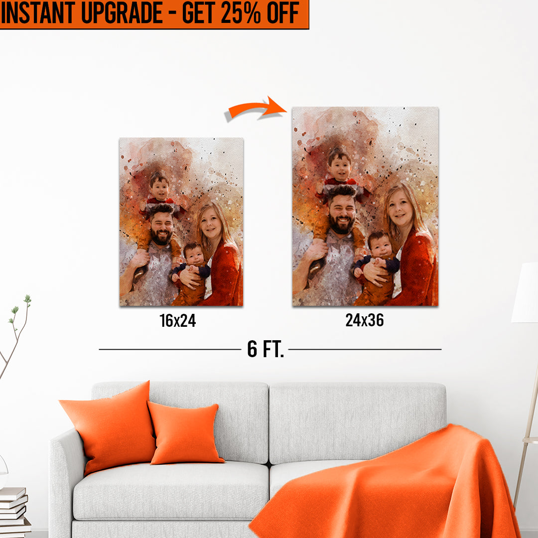 Upgrade Your 16x24 Inches 'Family Watercolor Portrait' Canvas To 24x36 Inches