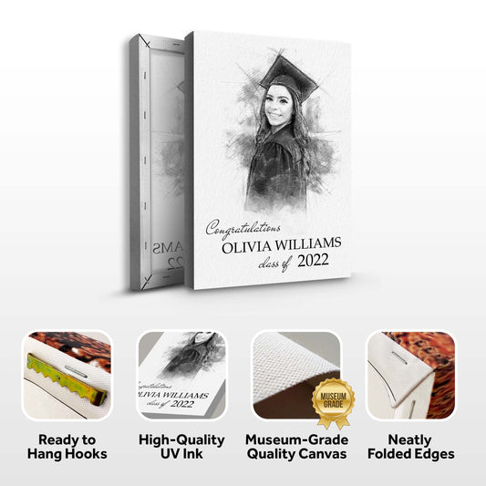 Graduation Photo Pencil Sketch Portrait Sign