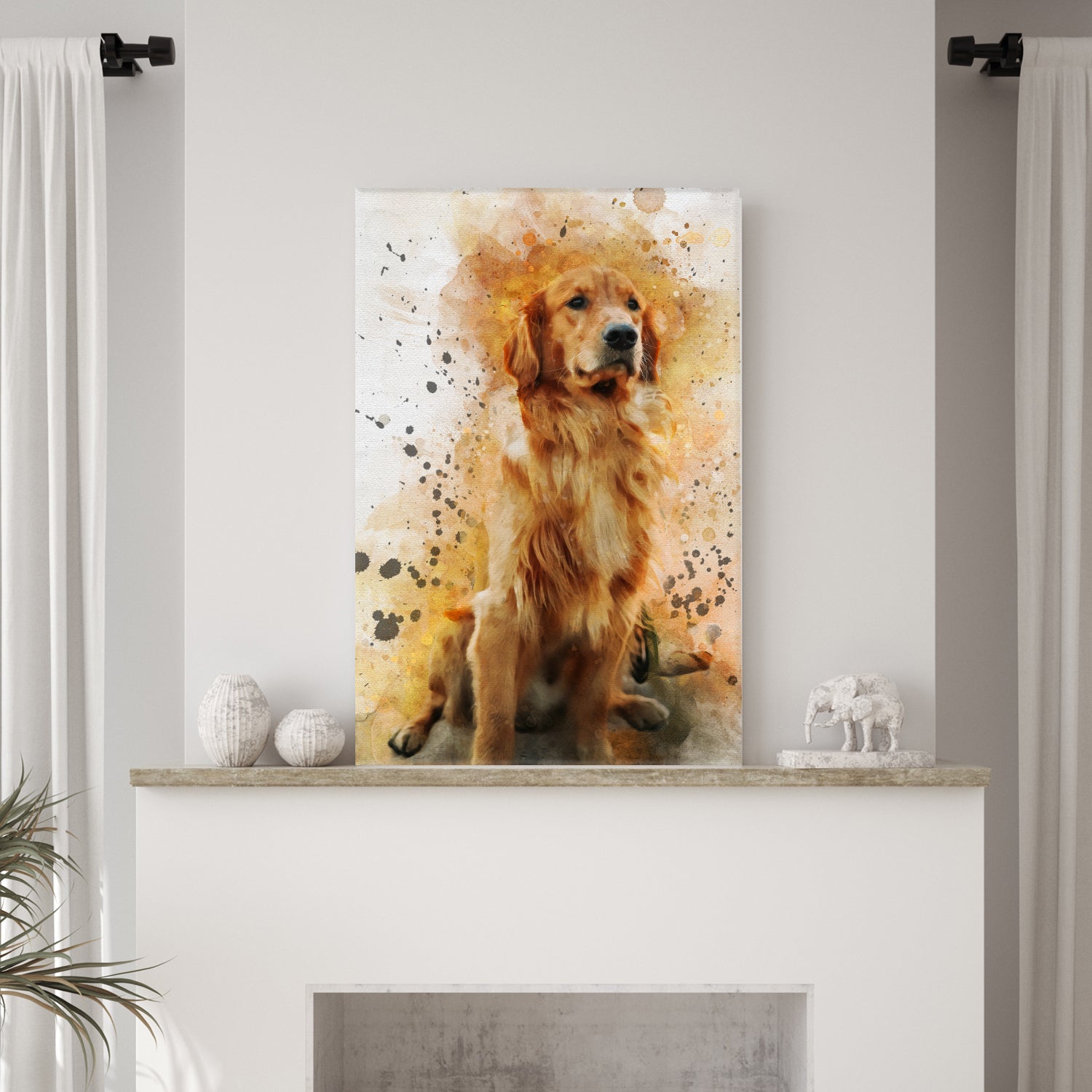 Pet Watercolor Portrait Custom Wall Art Style 2 - Image by Tailored Canvases