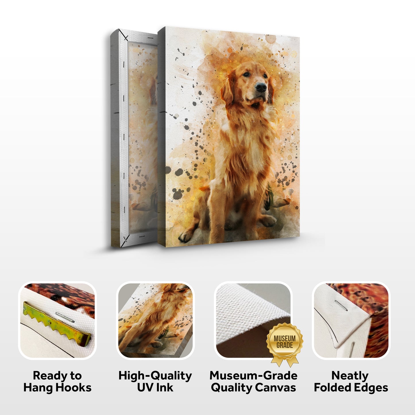 Pet Watercolor Portrait Custom Wall Art Specs - Image by Tailored Canvases