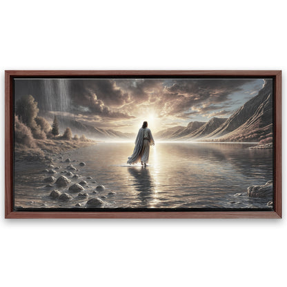 Save 33% When You Add A Frame To Your 48x24 Walking on Water - Faith Wall Art II Canvas Now