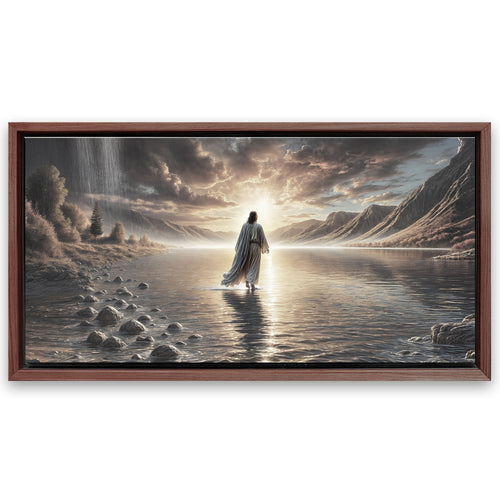 Save 33% When You Add A Frame To Your 48x24 Walking on Water - Faith Wall Art II Canvas Now