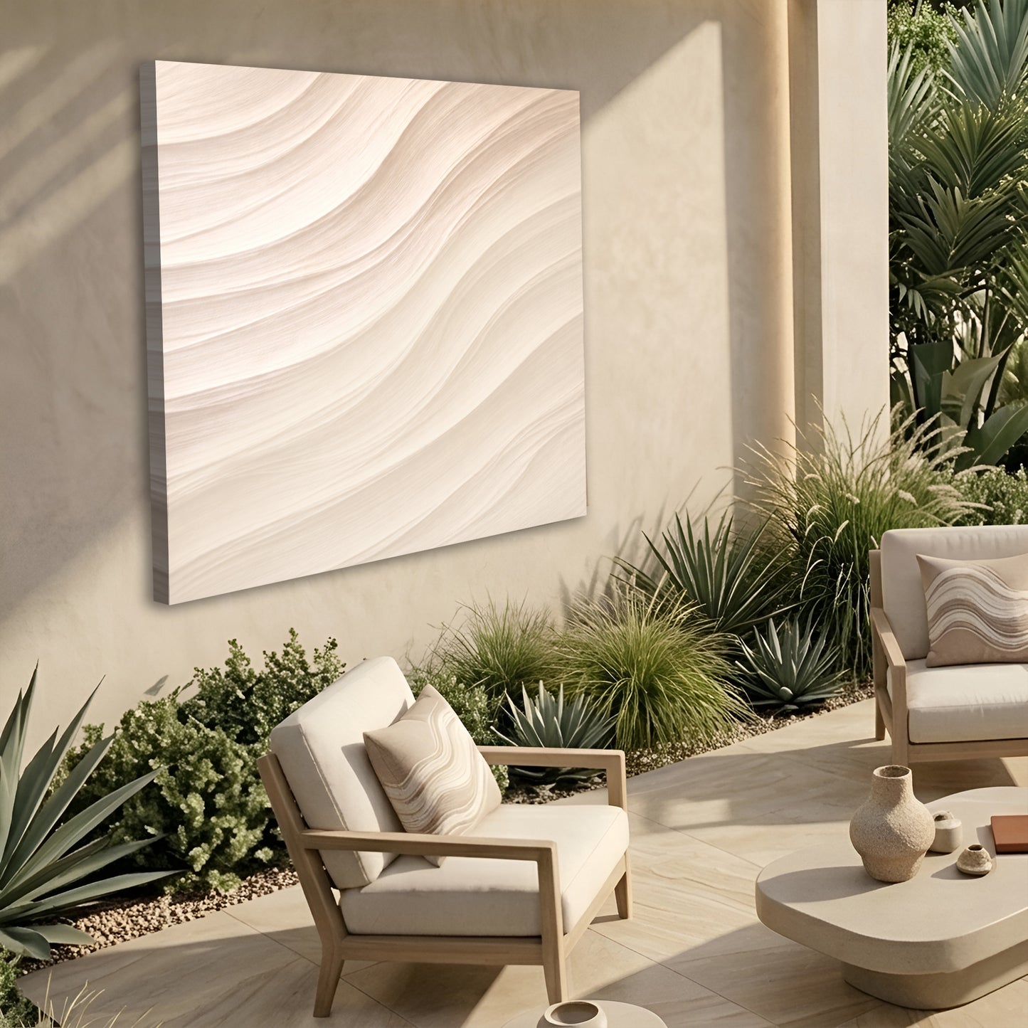 Wave Plaster — White Flowing Ridges