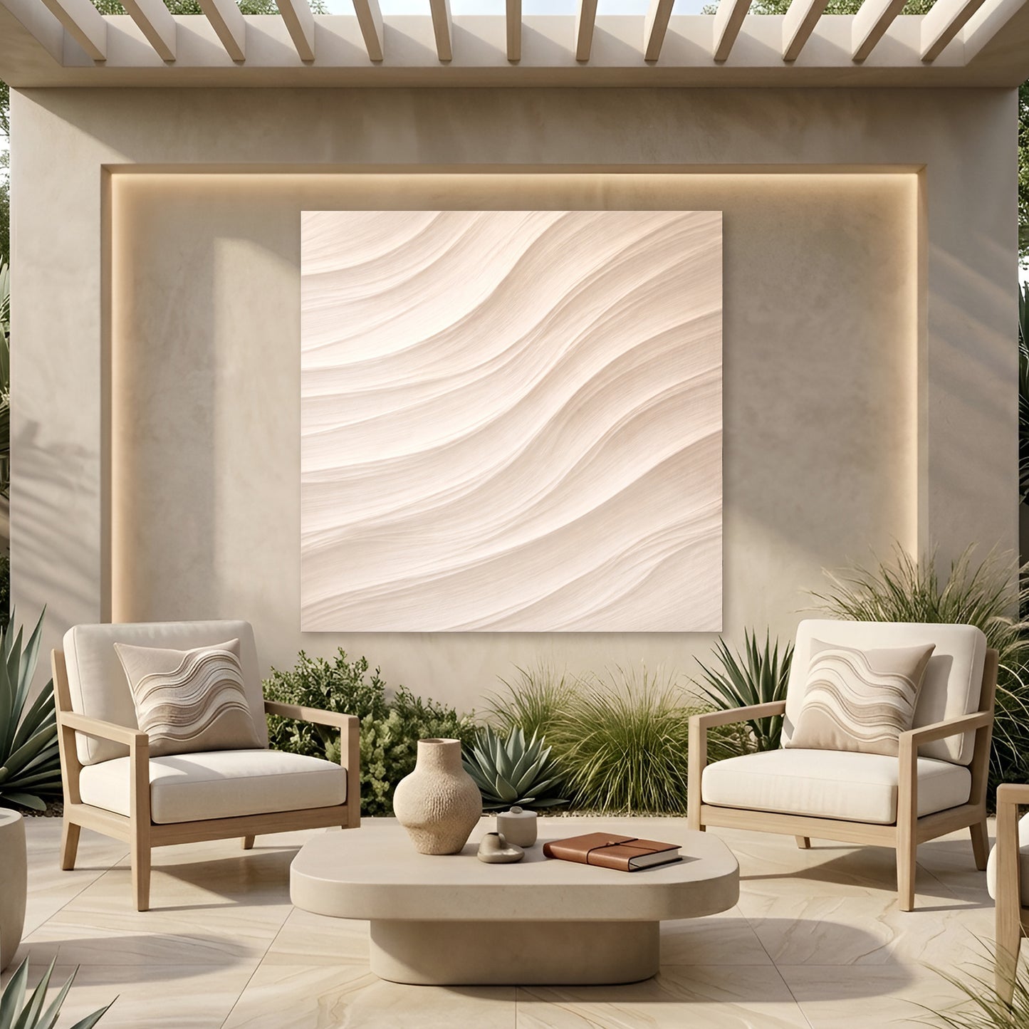 Wave Plaster — White Flowing Ridges