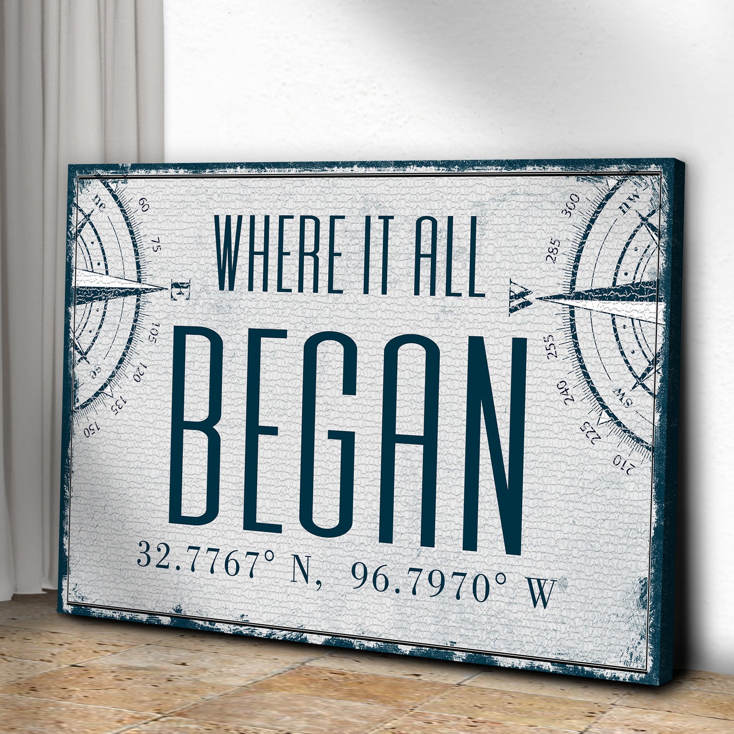 Where It All Began Coordinates Sign