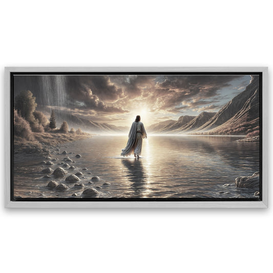 Save 33% When You Add A Frame To Your 48x24 Walking on Water - Faith Wall Art II Canvas Now