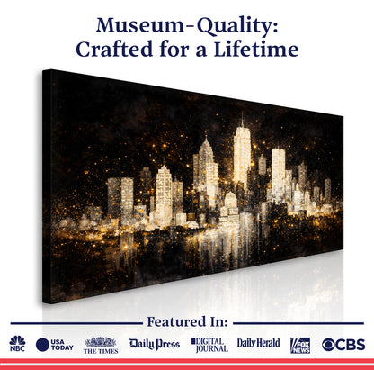 White City In The Dark - Noir Skyline with Gold Lights