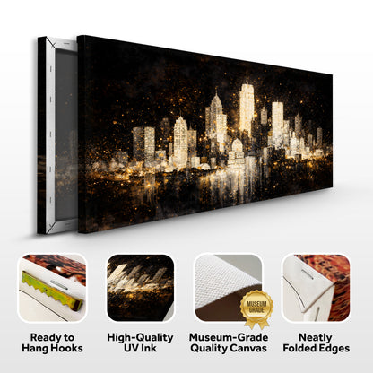 White City In The Dark - Noir Skyline with Gold Lights