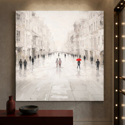 White Impasto Cityscape