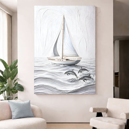 Serene White Sailboat