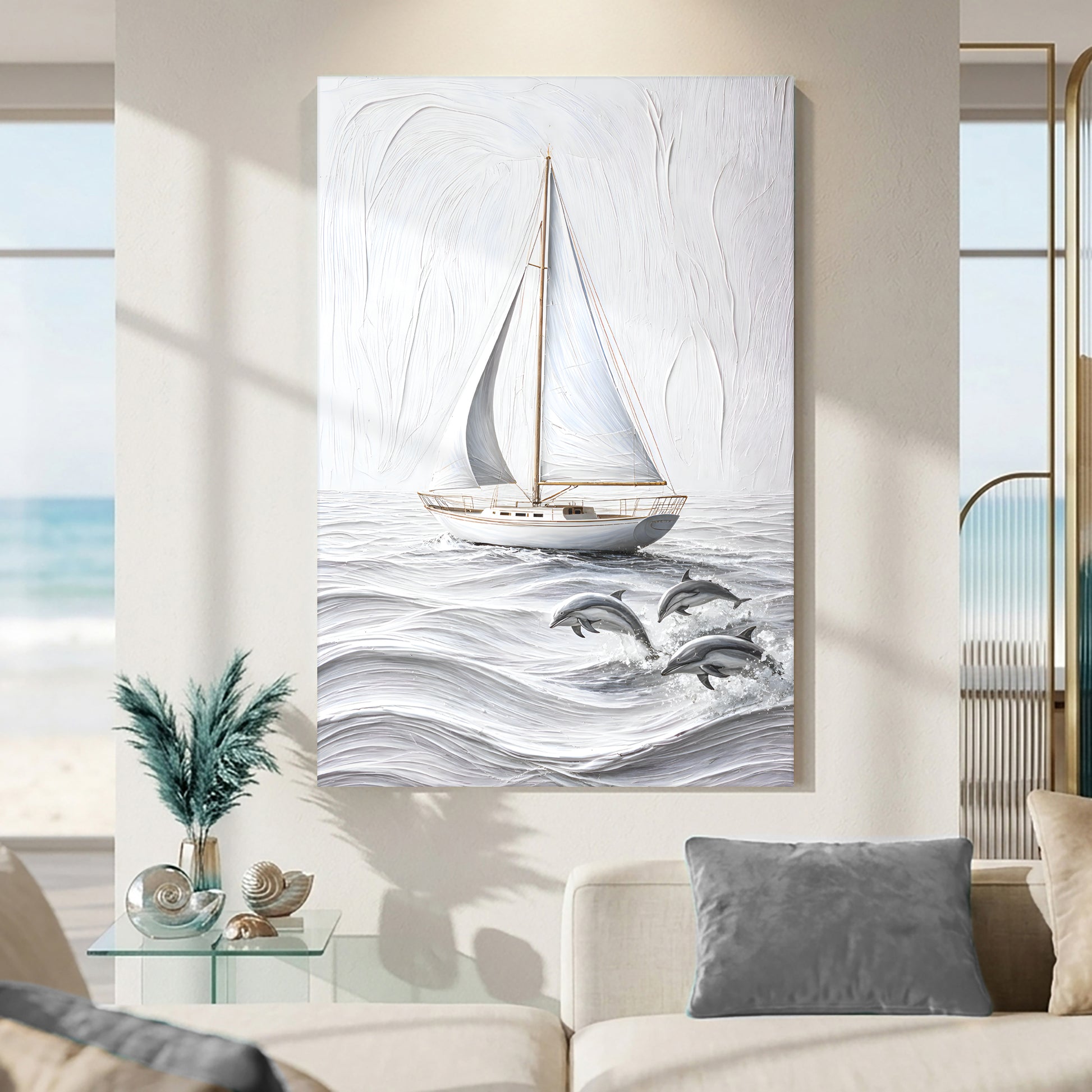 Serene White Sailboat