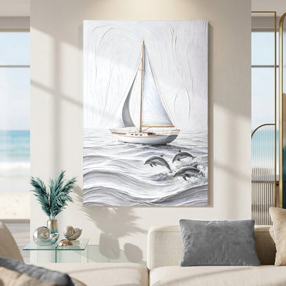 Serene White Sailboat