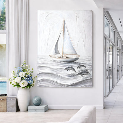 Serene White Sailboat