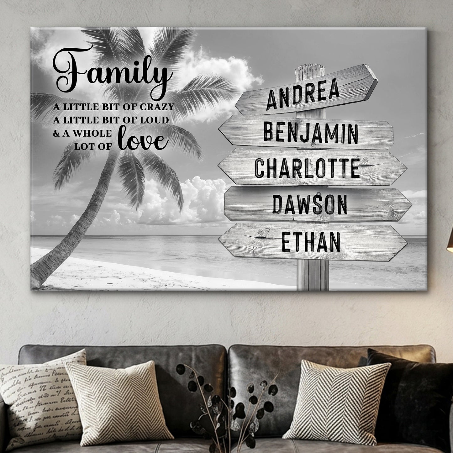 Family Whole Lot Of Love Grey Tropical Ocean Wall Sign