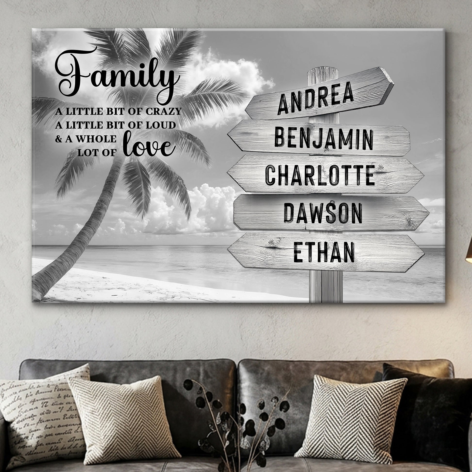 Family Whole Lot Of Love Grey Tropical Ocean Wall Sign