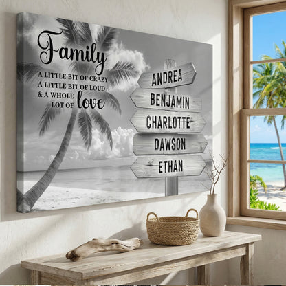 Family Whole Lot Of Love Grey Tropical Ocean Wall Sign
