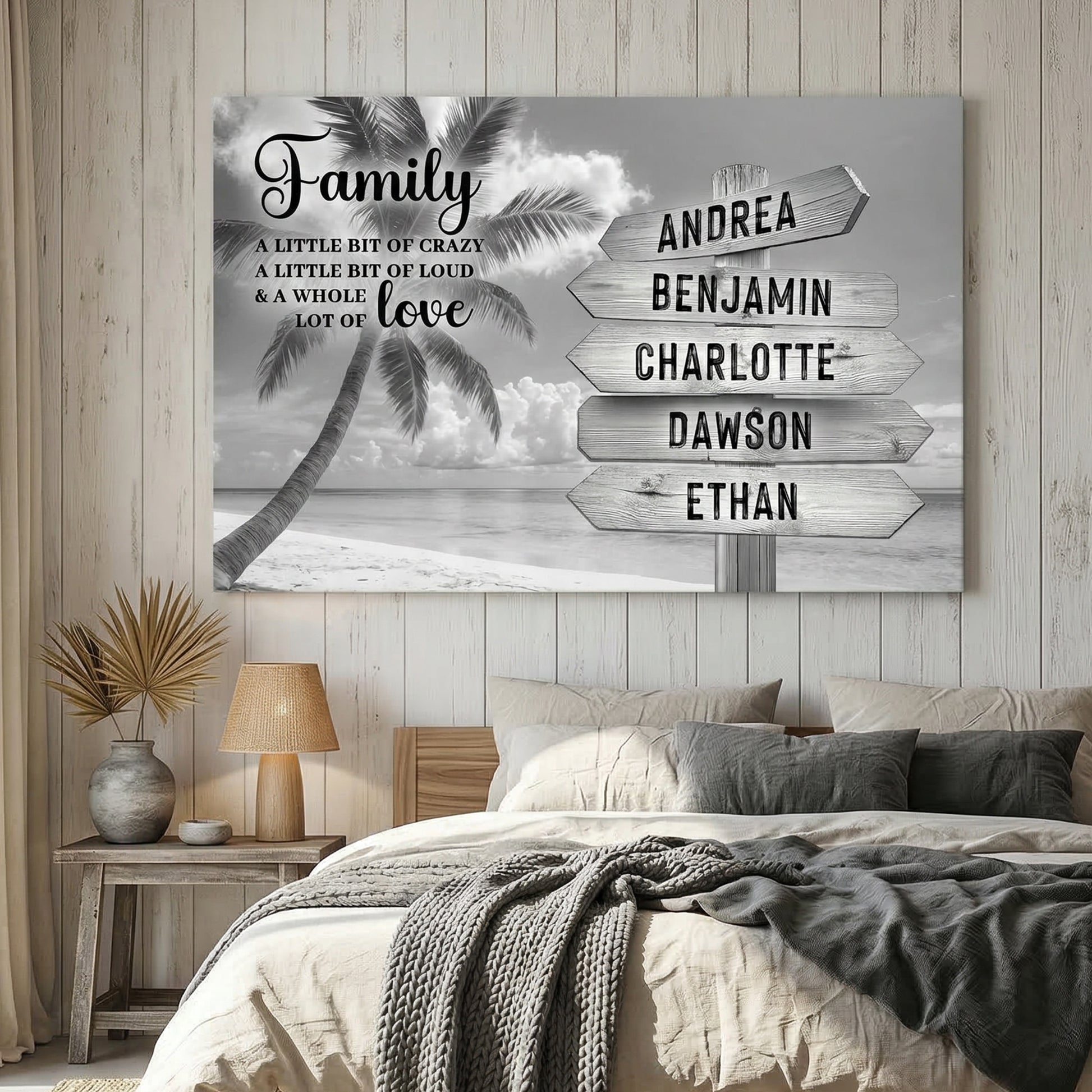 Family Whole Lot Of Love Grey Tropical Ocean Wall Sign