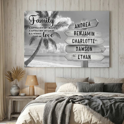 Family Whole Lot Of Love Grey Tropical Ocean Wall Sign