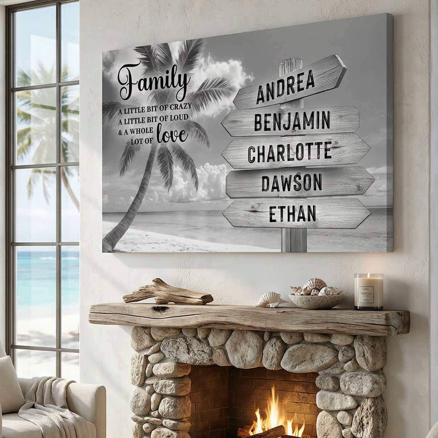 Family Whole Lot Of Love Grey Tropical Ocean Wall Sign