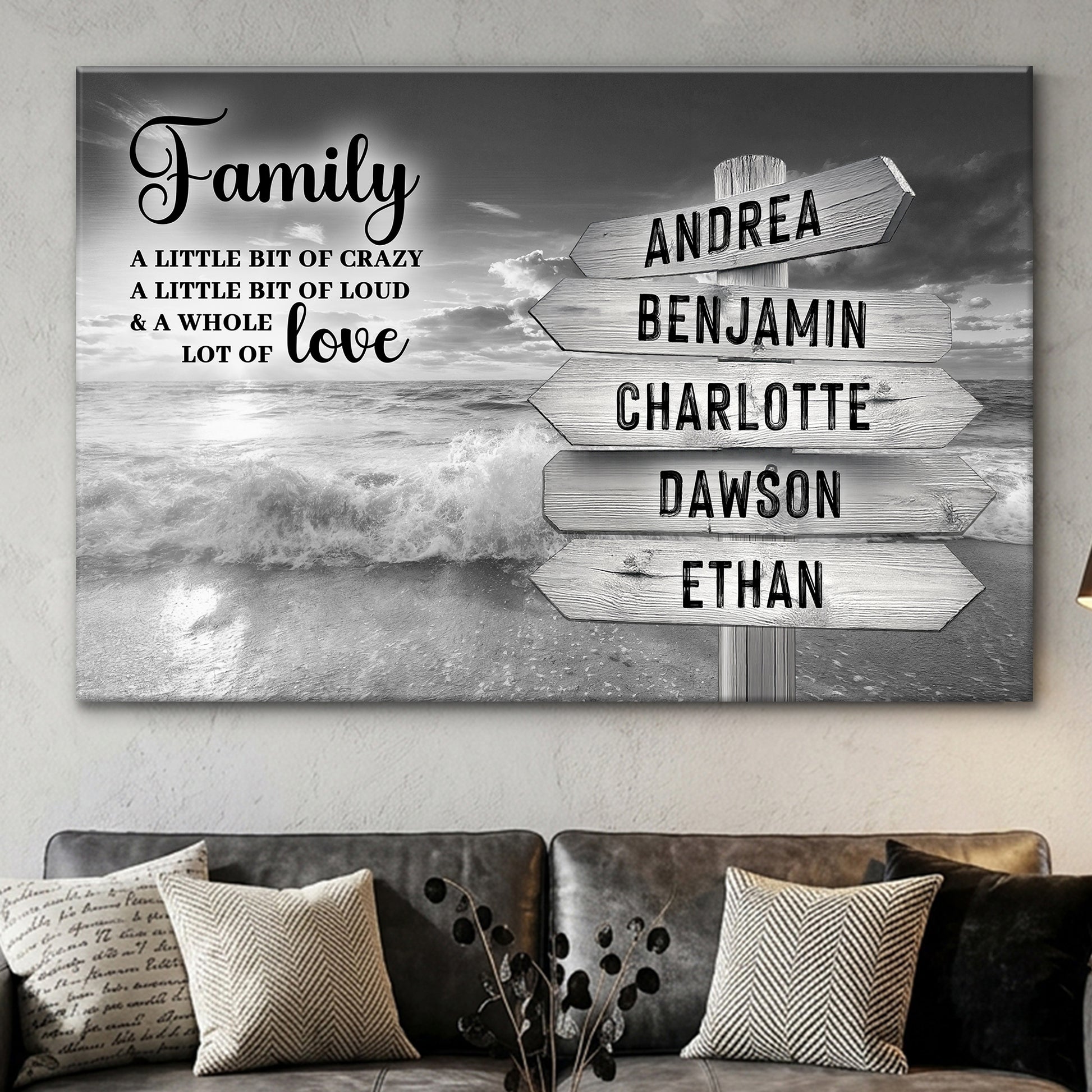 Family Whole Lot Of Love Grey Ocean Sunset Wall Sign